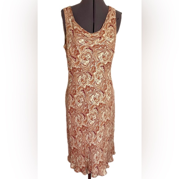 Ann Taylor Dresses & Skirts - Vintage Y2K Silk Slip Dress Size 12 Cowl Neck Drape Romantic Fairycore Paisley